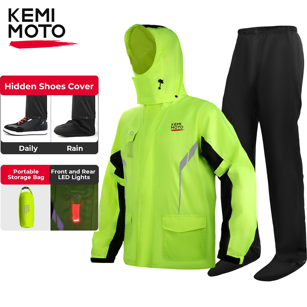 Motorcycle Gear Jacket - KEMIMOTO Unisex Waterproof Raincoat Set with