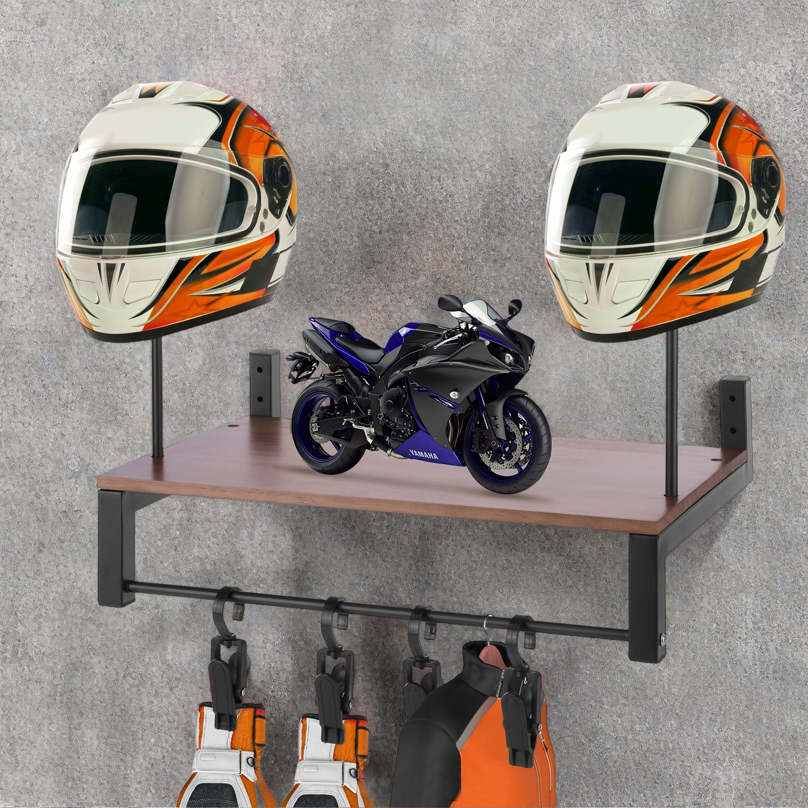 Wooden Motorcycle Helmet Holde - Motorcycle Gear Organizer avis et prix