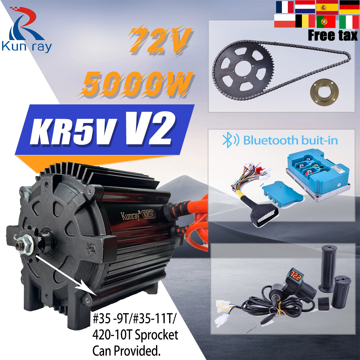 Kunray KR5V V2 72V 5000W Elect - Gear Set Motorcycle avis et prix