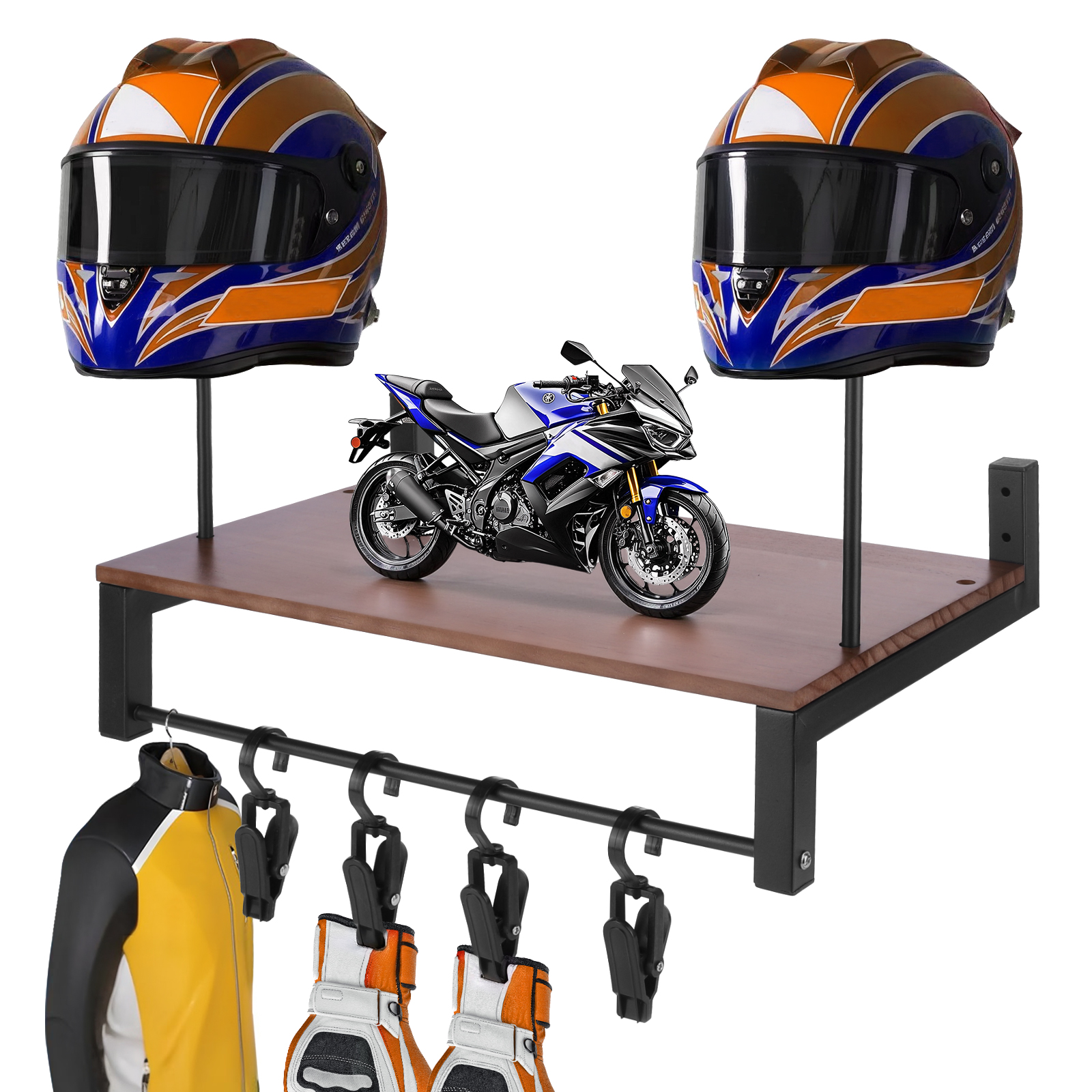 Wooden Motorcycle Helmet Holde - Motorcycle Gear Organizer avis et prix
